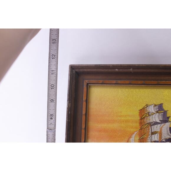 Sailing Ship on top of a Wave, Embroidery Painting, Framed, Fiber Art, Sea, - Picture 4 of 4